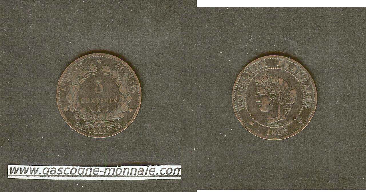 5 centimes Ceres 1890A gVF